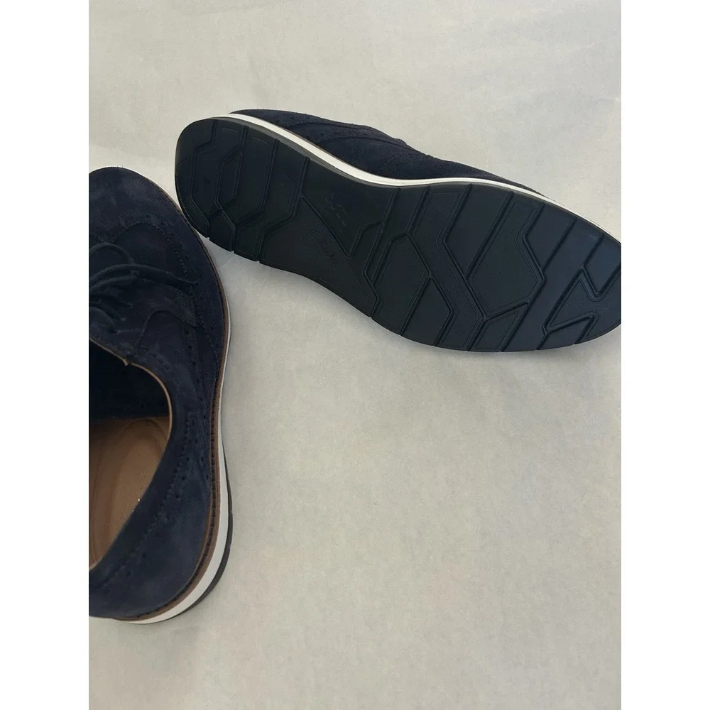 Clarks Mens Chantry‎ Wing Navy Blue Suede Leather Wingtip Oxfords 9 Casual NWOB